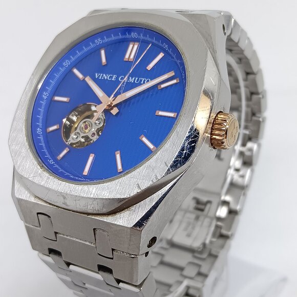 Vince Camuto VC/1152BLSV Men's 43mm Stainless Steel Blue Dial Automatic Watch - Picture 1 of 11